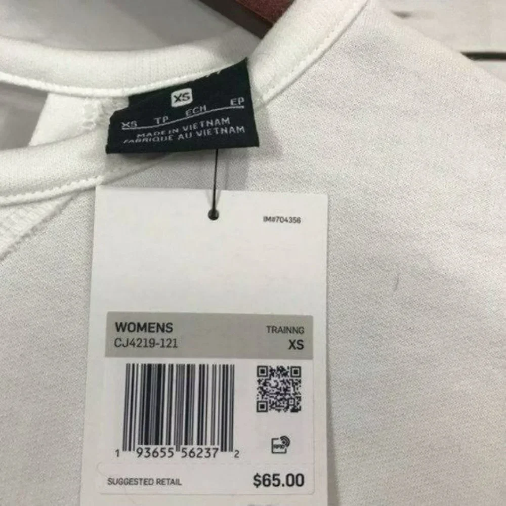 Nike White Active Training Yoga Top XS Oversized, New - Picture 7 of 7